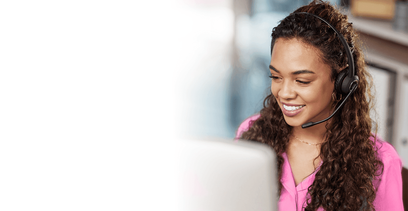 Smiling lady with headset