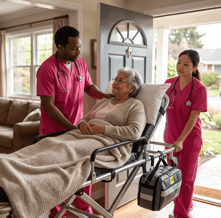 caregiver helping a senior into a car for a ride to an appointment