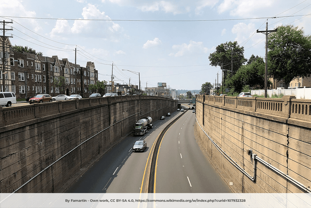 Westbound U.S. Route 46 in Palisades Park