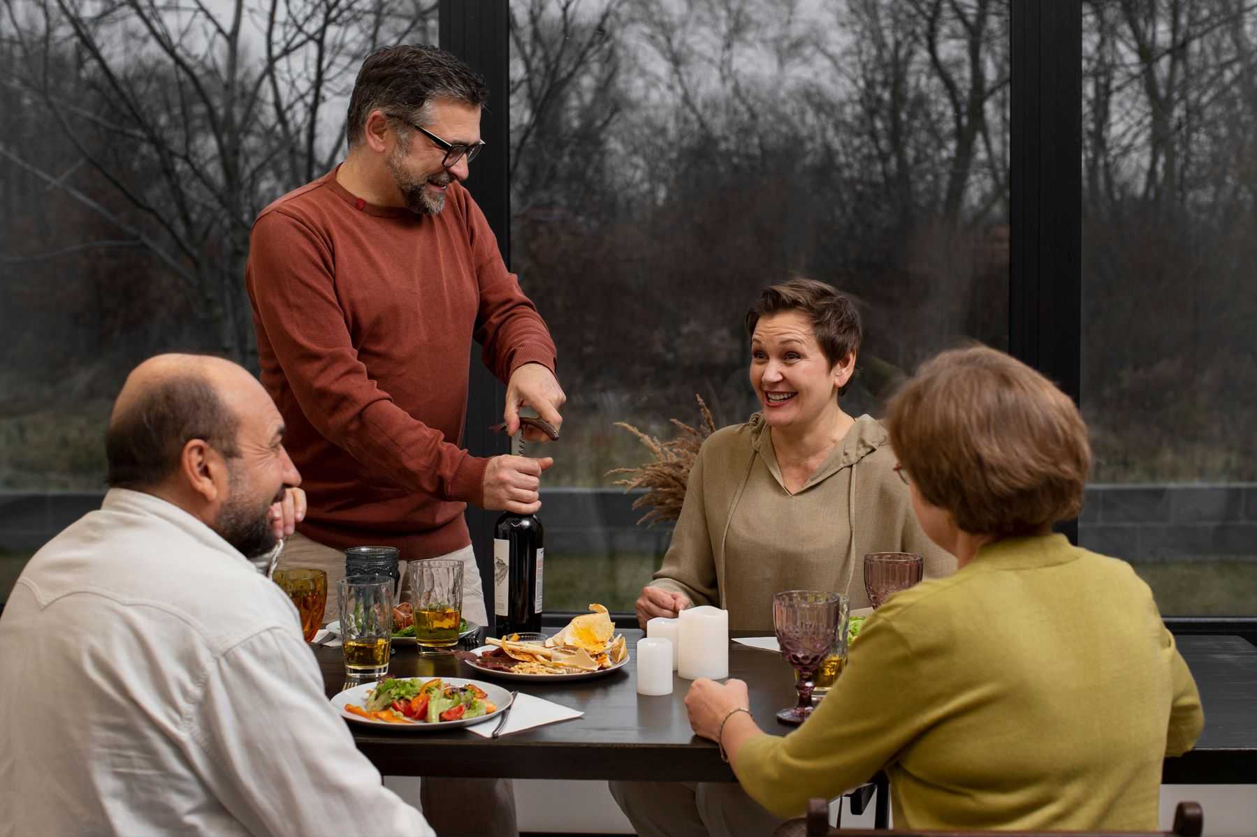 group of friends eating outside