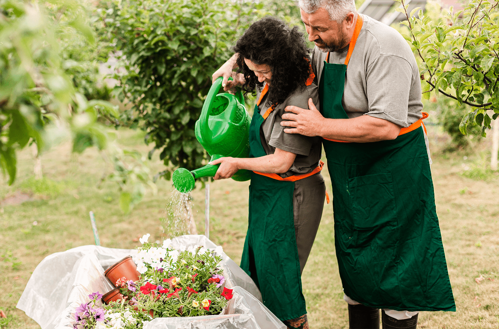 Couple doing gardening