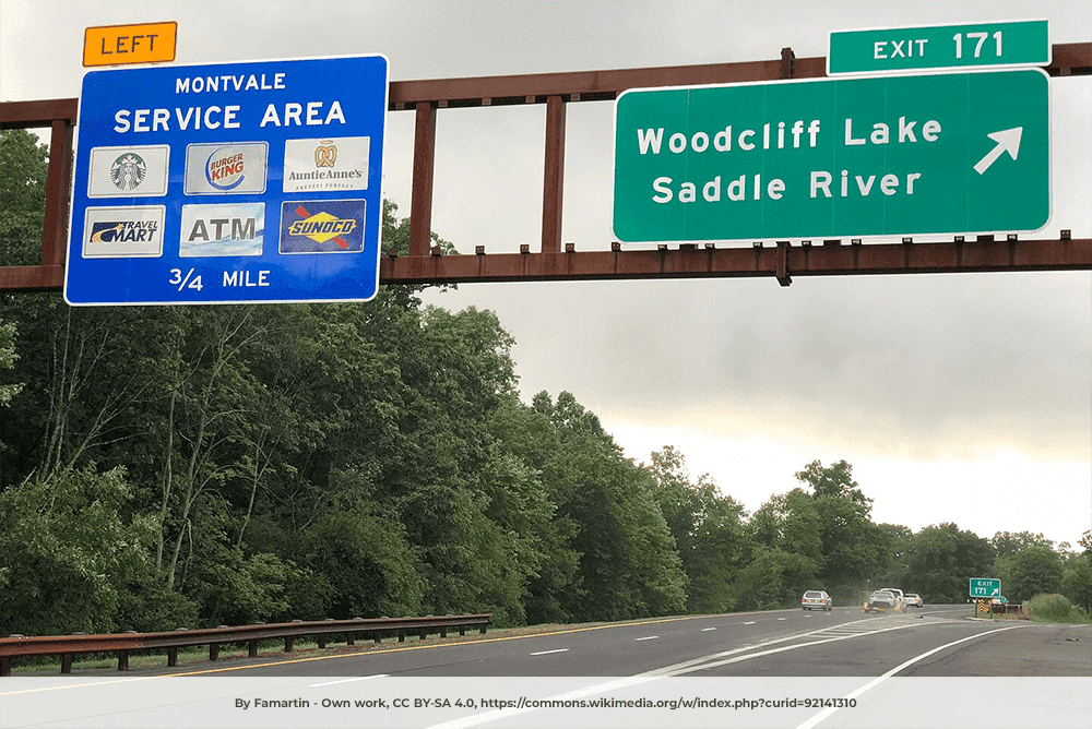 Garden State Parkway northbound at exit 171 in Woodcliff Lake