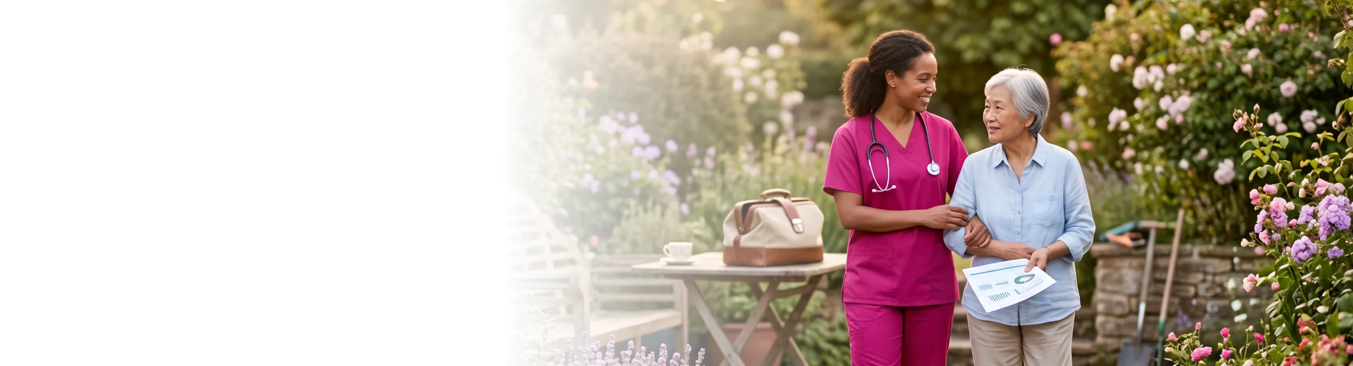 caregiver visiting and checking in on a senior living alone