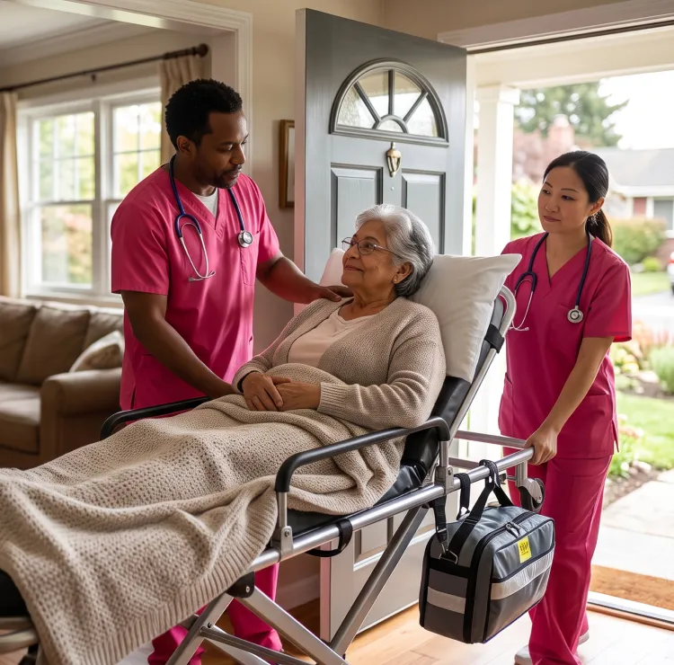 caregiver helping a senior into a car for a ride to an appointment