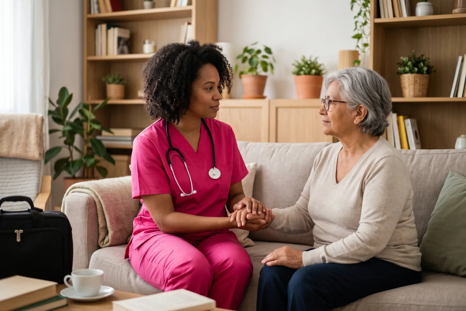 caregiver opening the car door for a senior client